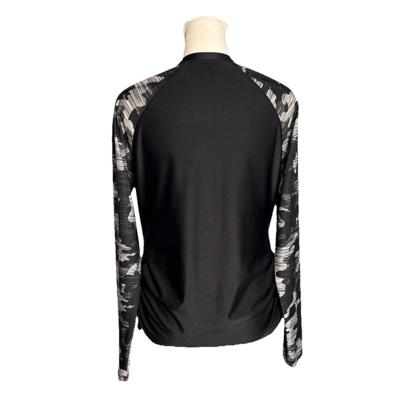 Free Country Top Womens S 4/6 Gray Black Camo Arms Drawstrings 1/4 Zip Pullover - Picture 4 of 13